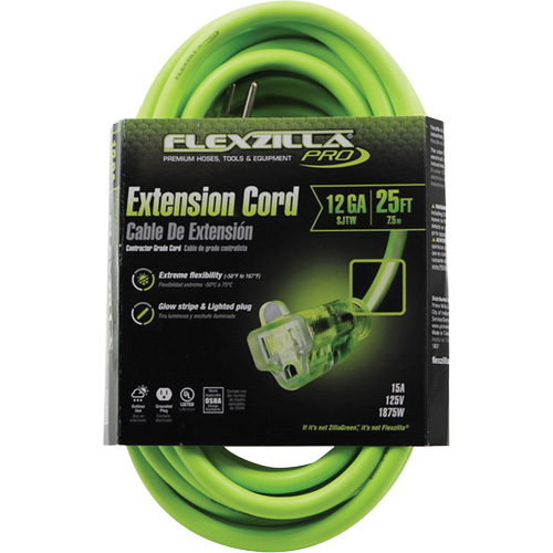Flexzilla&reg; Pro Industrial Extension Cord, All-Weather, SJTW, 12/3 AWG, 15 A, 25' Brunswick Fyr & Safety
