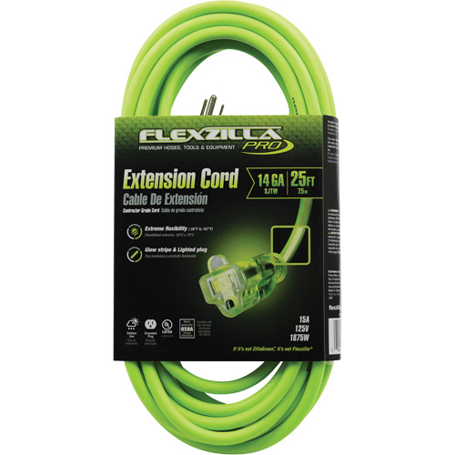 Flexzilla&reg; Pro Industrial Extension Cord, All-Weather, SJTW, 14/3 AWG, 15 A, 25' Brunswick Fyr & Safety
