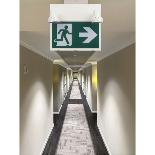 Running Man Sign with Security Lights, LED, Battery Operated/Hardwired, 12-1/10" L x 11" W, Pictogram Brunswick Fyr & Safety