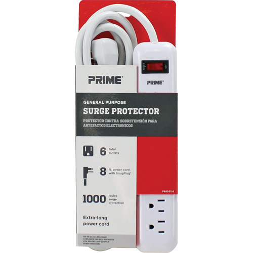 Surge Protector, 6 Outlets, 1000 J, 1875 W, 8' Cord Brunswick Fyr & Safety
