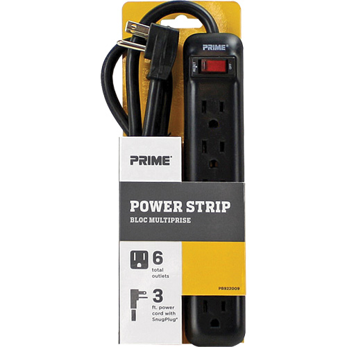 Power Strip, 6 Outlet(s), 3', 15 A, 1875 W, 125 V Brunswick Fyr & Safety