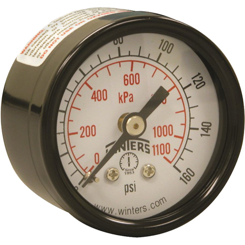 Economy Pressure Gauge, 1-1/2" , 0 - 160 psi, Back Mount, Analogue Brunswick Fyr & Safety