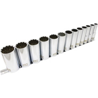 SS1213D-12 SAE 12-Point Socket Set, 13 Pcs, 1/2" Drive Size, Deep Brunswick Fyr & Safety