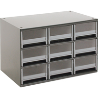 Modular Parts Cabinets, Steel, 9 Drawers, 17" x 10-9/16" x 3-1/16", Grey CA858 | Brunswick Fyr & Safety