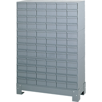 Casiers &agrave; tiroirs industriels avec base, 72 tiroirs, 34-1/8" la x 12-1/4" p x 48-1/8" h, Gris Brunswick Fyr & Safety