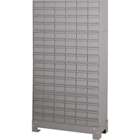 Casiers &agrave; tiroirs industriels avec base, 96 tiroirs, 34-1/8" la x 12-1/4" p x 62-1/2" h, Gris Brunswick Fyr & Safety