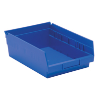 Shelf Bins, 8-3/8" W x 4" H x 11-5/8" D, Blue, 30 lbs. Capacity Brunswick Fyr & Safety