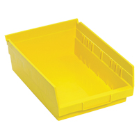 Shelf Bins, 8-3/8" W x 4" H x 11-5/8" D, Yellow, 30 lbs. Capacity Brunswick Fyr & Safety