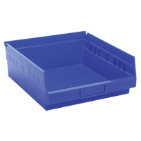 Shelf Bins, 11-1/8" W x 4" H x 11-5/8" D, Blue, 30 lbs. Capacity Brunswick Fyr & Safety