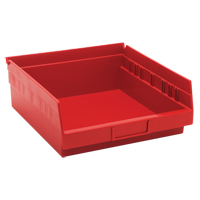 Shelf Bins, 11-1/8" W x 4" H x 11-5/8" D, Red, 30 lbs. Capacity Brunswick Fyr & Safety