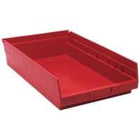 Shelf Bins, 11-1/8" W x 4" H x 17-7/8" D, Red, 40 lbs. Capacity Brunswick Fyr & Safety