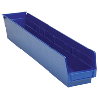 Shelf Bins, 4-1/8" W x 4" H x 23-5/8" D, Blue, 50 lbs. Capacity Brunswick Fyr & Safety