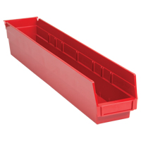 Shelf Bins, 4-1/8" W x 4" H x 23-5/8" D, Red, 50 lbs. Capacity Brunswick Fyr & Safety