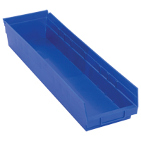 Shelf Bins, 6-5/8" W x 4" H x 23-5/8" D, Blue, 50 lbs. Capacity Brunswick Fyr & Safety