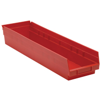 Shelf Bins, 6-5/8" W x 4" H x 23-5/8" D, Red, 50 lbs. Capacity Brunswick Fyr & Safety