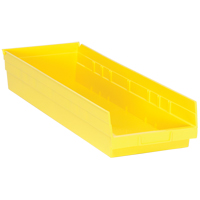 Shelf Bins, 8-3/8" W x 4" H x 23-5/8" D, Yellow, 50 lbs. Capacity Brunswick Fyr & Safety