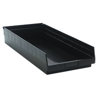 Economy Shelf Bin, 11-1/8" W x 4" H x 23-5/8" D, Black, 60 lbs. Capacity Brunswick Fyr & Safety