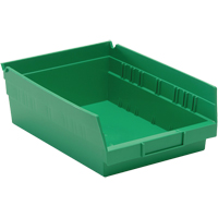 Shelf Bins, 8-3/8" W x 4" H x 11-5/8" D, Green, 30 lbs. Capacity Brunswick Fyr & Safety