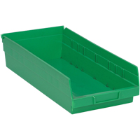 Shelf Bins, 8-1/8" W x 4" H x 17-7/8" D, Green, 40 lbs. Capacity Brunswick Fyr & Safety
