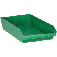Shelf Bins, 11-1/8" W x 4" H x 17-7/8" D, Green, 40 lbs. Capacity Brunswick Fyr & Safety
