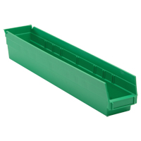 Economy Shelf Bin, 4-1/8" W x 4" H x 23-5/8" D, Green Brunswick Fyr & Safety