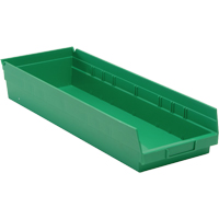 Shelf Bins, 8-3/8" W x 4" H x 23-5/8" D, Green, 50 lbs. Capacity Brunswick Fyr & Safety