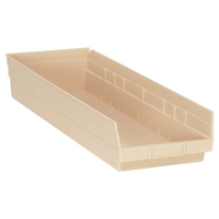 Economy Shelf Bin, 8-3/8" W x 4" H x 23-5/8" D, Ivory, 60 lbs. Capacity Brunswick Fyr & Safety