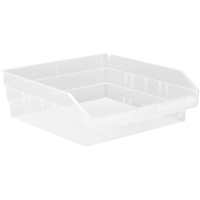 Shelf Bins, 11-1/8" W x 4" H x 11-5/8" D, Clear, 30 lbs. Capacity Brunswick Fyr & Safety