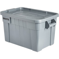 Brute Storage Tote with Lid, 27.88” D x 17.38” W x 15.13” H, 160 lbs. Capacity, Grey Brunswick Fyr & Safety