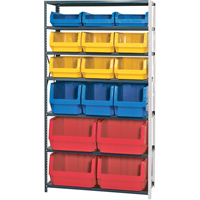 Shelving Unit with Stacking Bins, Steel, Magnum Bin, 650 lbs. Capacity, 42" W x 76" H Brunswick Fyr & Safety