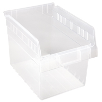 Store-Max Shelf Bins, 8-3/8" W x 8" H x 11-5/8" D, Clear, 44 lbs. Capacity Brunswick Fyr & Safety