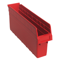 Store-Max Shelf Bins, 4-3/8" W x 8" H x 17-7/8" D, Red, 56 lbs. Capacity Brunswick Fyr & Safety