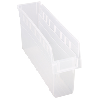 Store-Max Shelf Bins, 4-3/8" W x 8" H x 17-7/8" D, Clear, 56 lbs. Capacity Brunswick Fyr & Safety