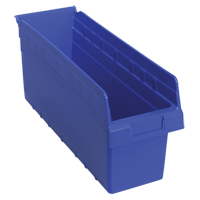 Store-Max Shelf Bins, 6-5/8" W x 8" H x 17-7/8" D, Blue, 56 lbs. Capacity Brunswick Fyr & Safety