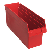 Store-Max Shelf Bins, 6-5/8" W x 8" H x 17-7/8" D, Red, 56 lbs. Capacity Brunswick Fyr & Safety