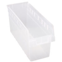 Store-Max Shelf Bins, 6-5/8" W x 8" H x 17-7/8" D, Clear, 56 lbs. Capacity Brunswick Fyr & Safety