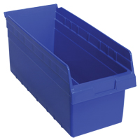 Store-Max Shelf Bins, 8-3/8" W x 8" H x 17-7/8" D, Blue, 56 lbs. Capacity Brunswick Fyr & Safety
