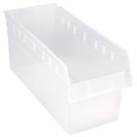 Store-Max Shelf Bins, 8-3/8" W x 8" H x 17-7/8" D, Clear, 56 lbs. Capacity Brunswick Fyr & Safety