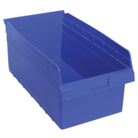 Store-Max Shelf Bins, 11-1/8" W x 8" H x 17-7/8" D, Blue, 56 lbs. Capacity Brunswick Fyr & Safety