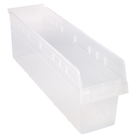 Store-Max Shelf Bins, 6-5/8" W x 8" H x 23-5/8" D, Clear, 68 lbs. Capacity Brunswick Fyr & Safety