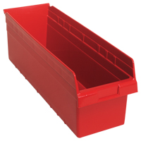 Store-Max Shelf Bins, 8-3/8" W x 8" H x 23-5/8" D, Red, 68 lbs. Capacity Brunswick Fyr & Safety