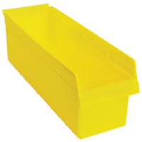 Store-Max Shelf Bins, 8-3/8" W x 8" H x 23-5/8" D, Yellow, 68 lbs. Capacity Brunswick Fyr & Safety