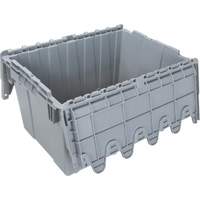 Contenant de distribution en plastique avec dessus basculant, 21,65" x 15,5" x 12,5", Gris Brunswick Fyr & Safety