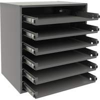 Small Bearing Slide Rack, Steel, 6 Slots, 15-9/16" W x 11-7/8" D x 16-3/8" H, Grey Brunswick Fyr & Safety