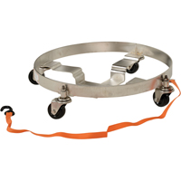 Multi-Tier Drum Dollies, Stainless Steel, 900 lbs. Capacity, 23-1/2" Diameter, Rubber Casters DC415 | Brunswick Fyr & Safety