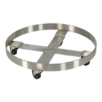 Drum Dollies, Stainless Steel, 800 lbs. Capacity, 23-1/4" Diameter, Rubber Casters DC416 | Brunswick Fyr & Safety