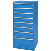 Drawer Cabinets, 8 Drawers, 28-1/4" W x 28-1/2" D x 59-1/2" H, Bright blue Brunswick Fyr & Safety