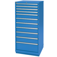 Drawer Cabinets, 11 Drawers, 28-1/4" W x 28-1/2" D x 59-1/2" H, Bright blue Brunswick Fyr & Safety