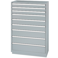 Drawer Cabinets, 9 Drawers, 40-1/4" W x 22-1/2" D x 59-1/2" H, Grey Brunswick Fyr & Safety
