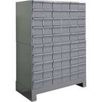 Armoires &agrave; tiroirs industriels avec base, 60 tiroirs, 34-1/8" la x 12-1/4" p x 48-1/8" h, Gris Brunswick Fyr & Safety